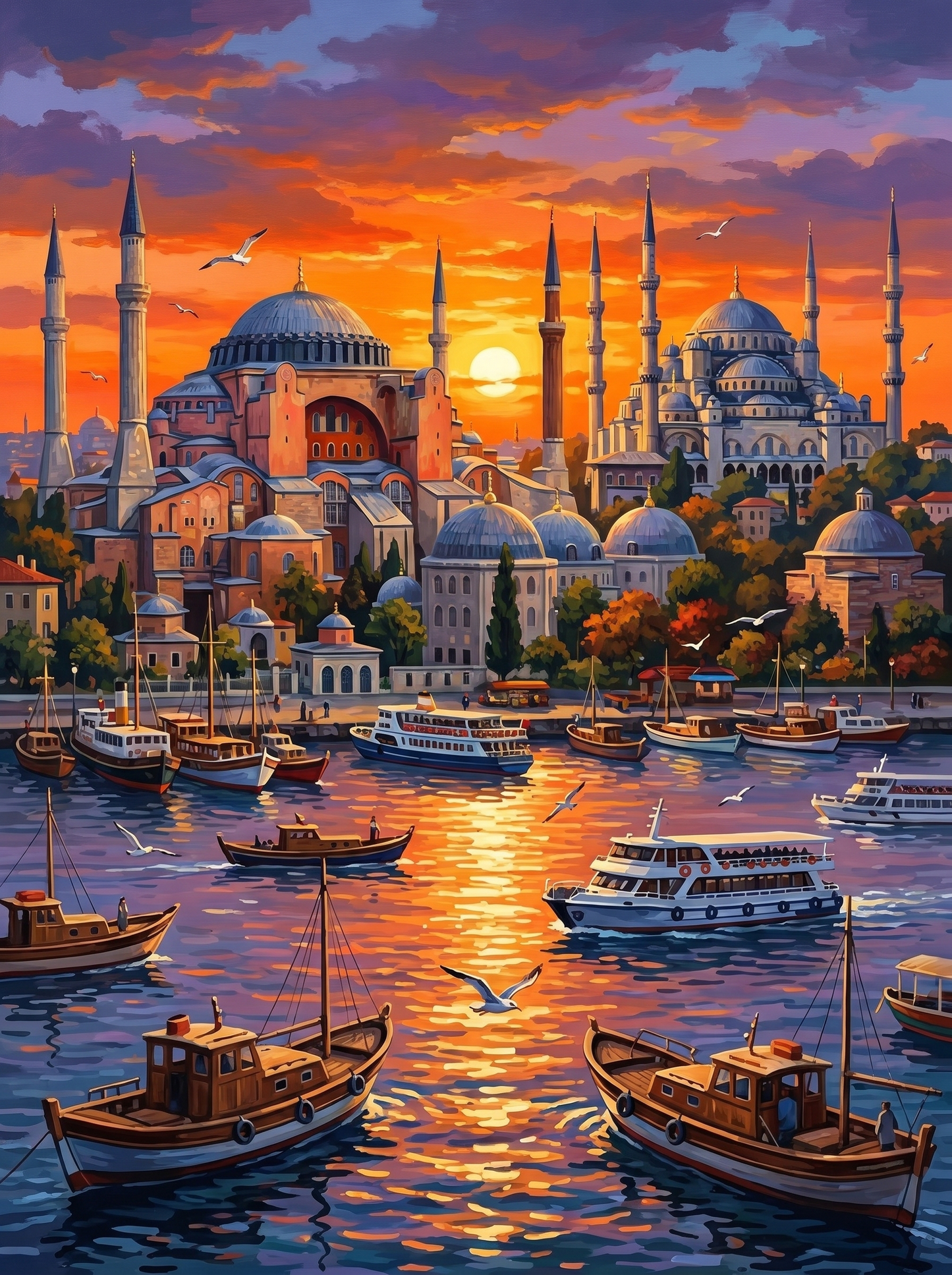Istanbul Bosphorus Sunset (150 Color Diamond Painting)