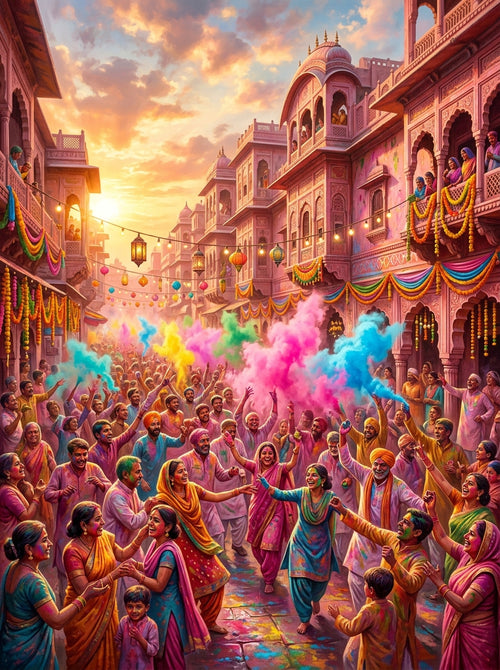 Jaipur Holi Festival Clean (150 Color Diamond Painting)