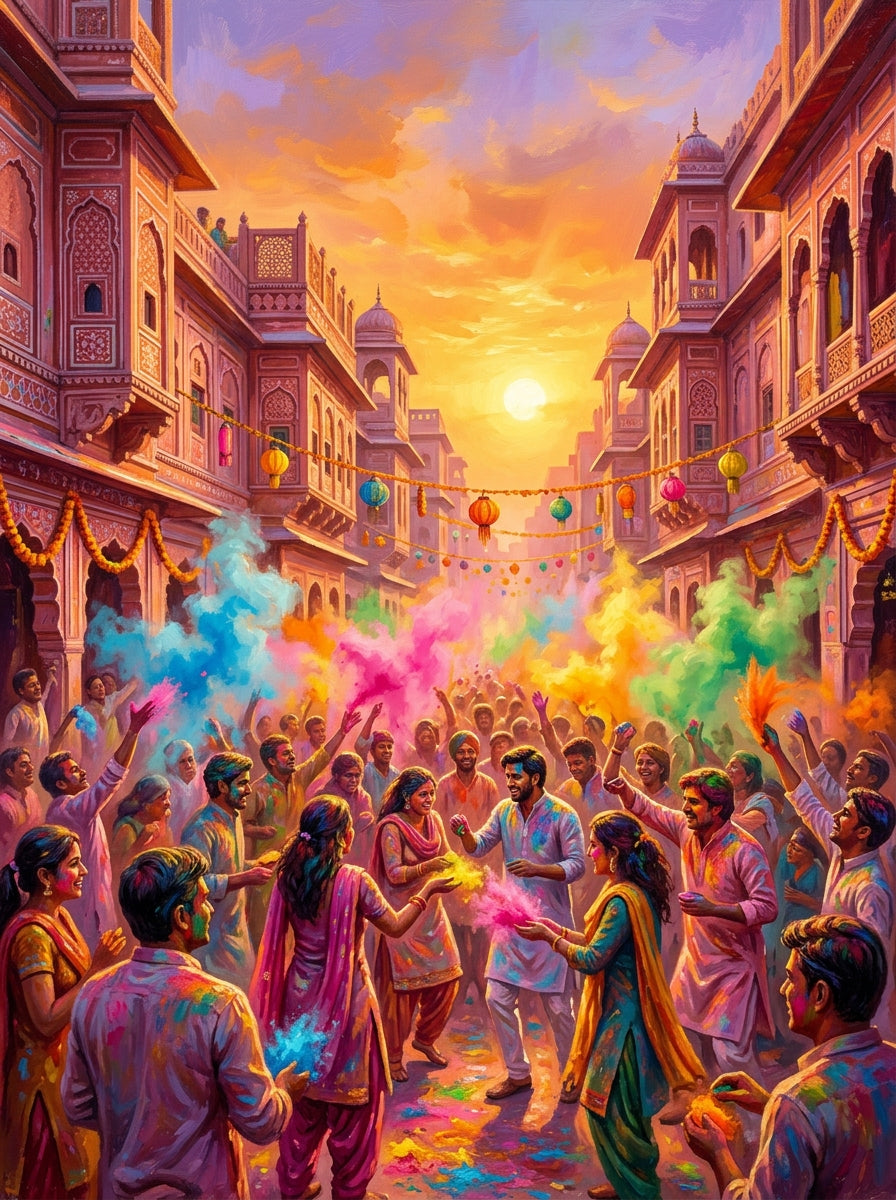 Jaipur Holi Festival Impasto (150 Color Diamond Painting)