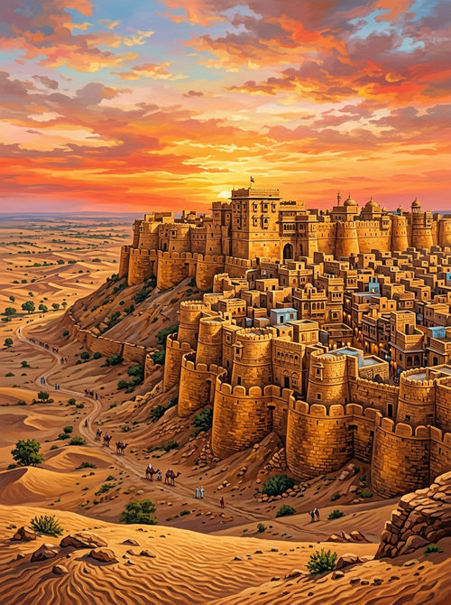 Jaisalmer Golden Fort Documentary (150 Color Diamond Painting)
