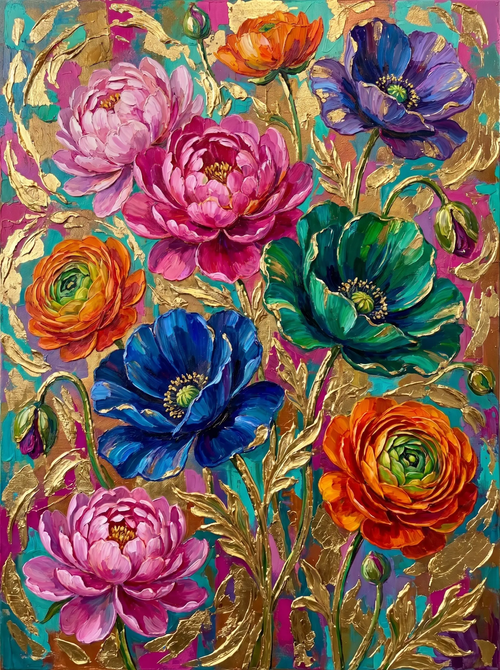 Jewel Poppy Gold Leaf (Diamond Painting)