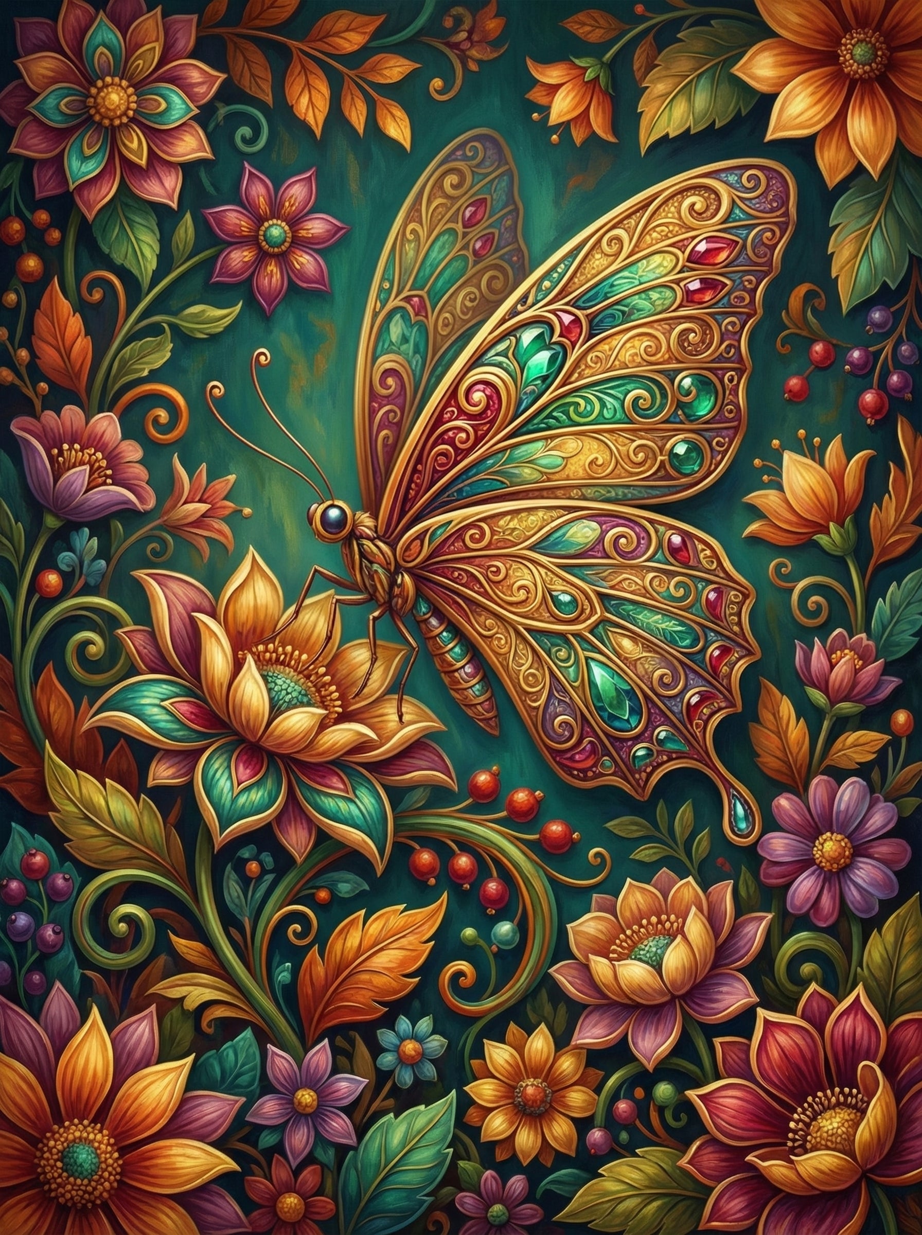 Jeweled Butterfly Paradise (Diamond Painting)