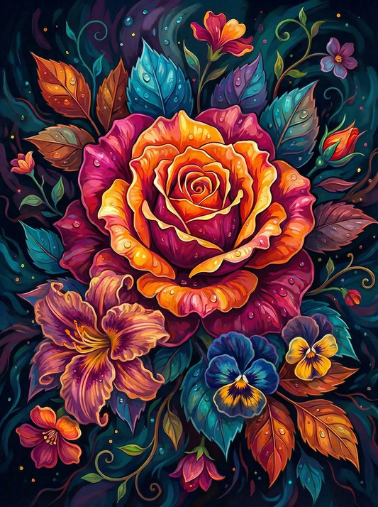 Jeweled Floral Garden (100 Color Diamond Painting)