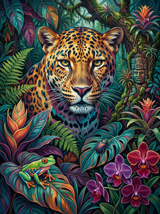 Jungle Leopard Mystique (100 Color Diamond Painting)