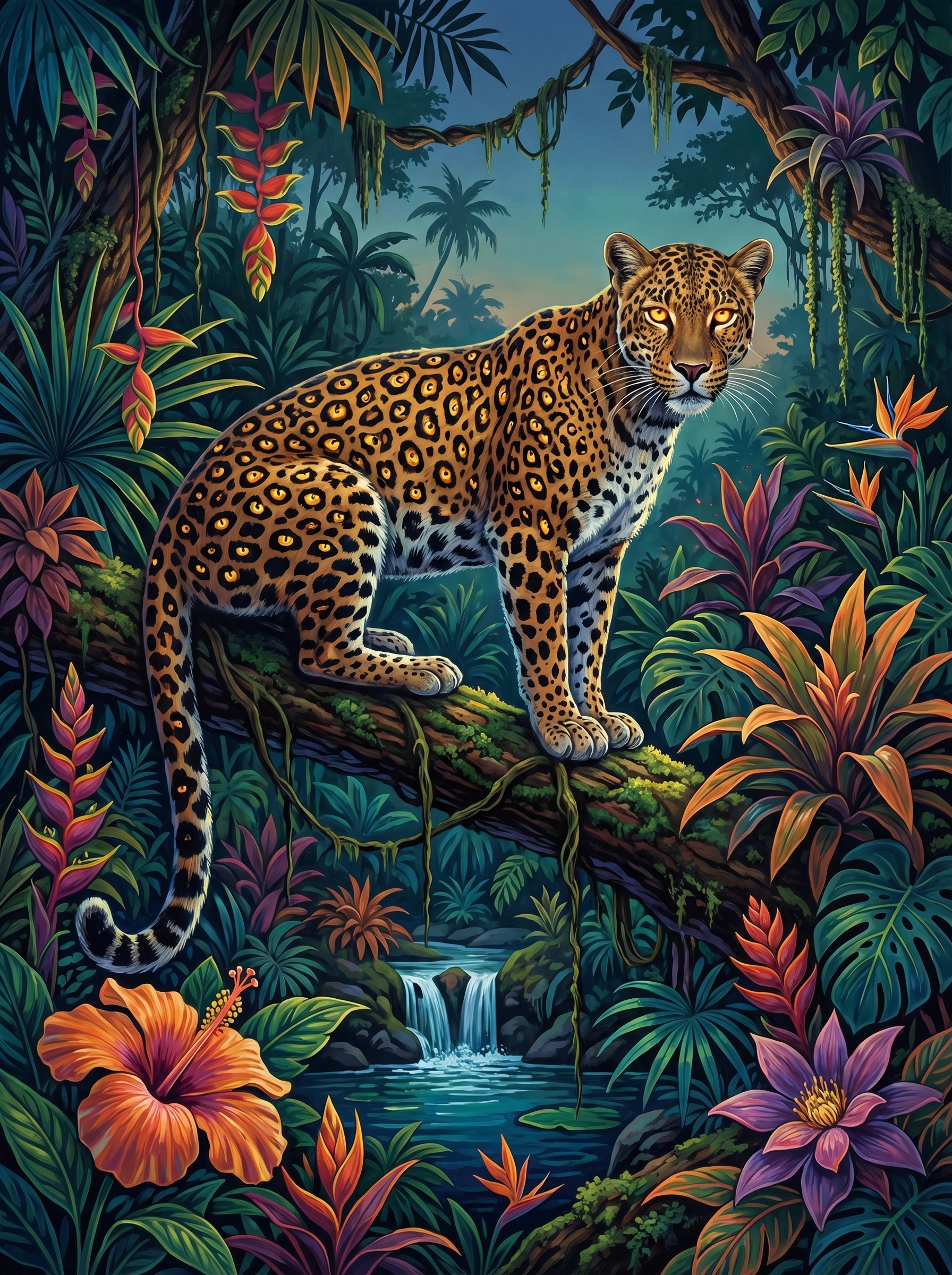 Jungle Leopard Paradise (100 Color Diamond Painting) Diamond Painting kit