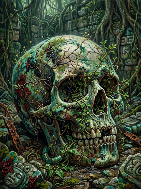 Jungle Temple Skull (Diamond Painting) Diamond Painting kit