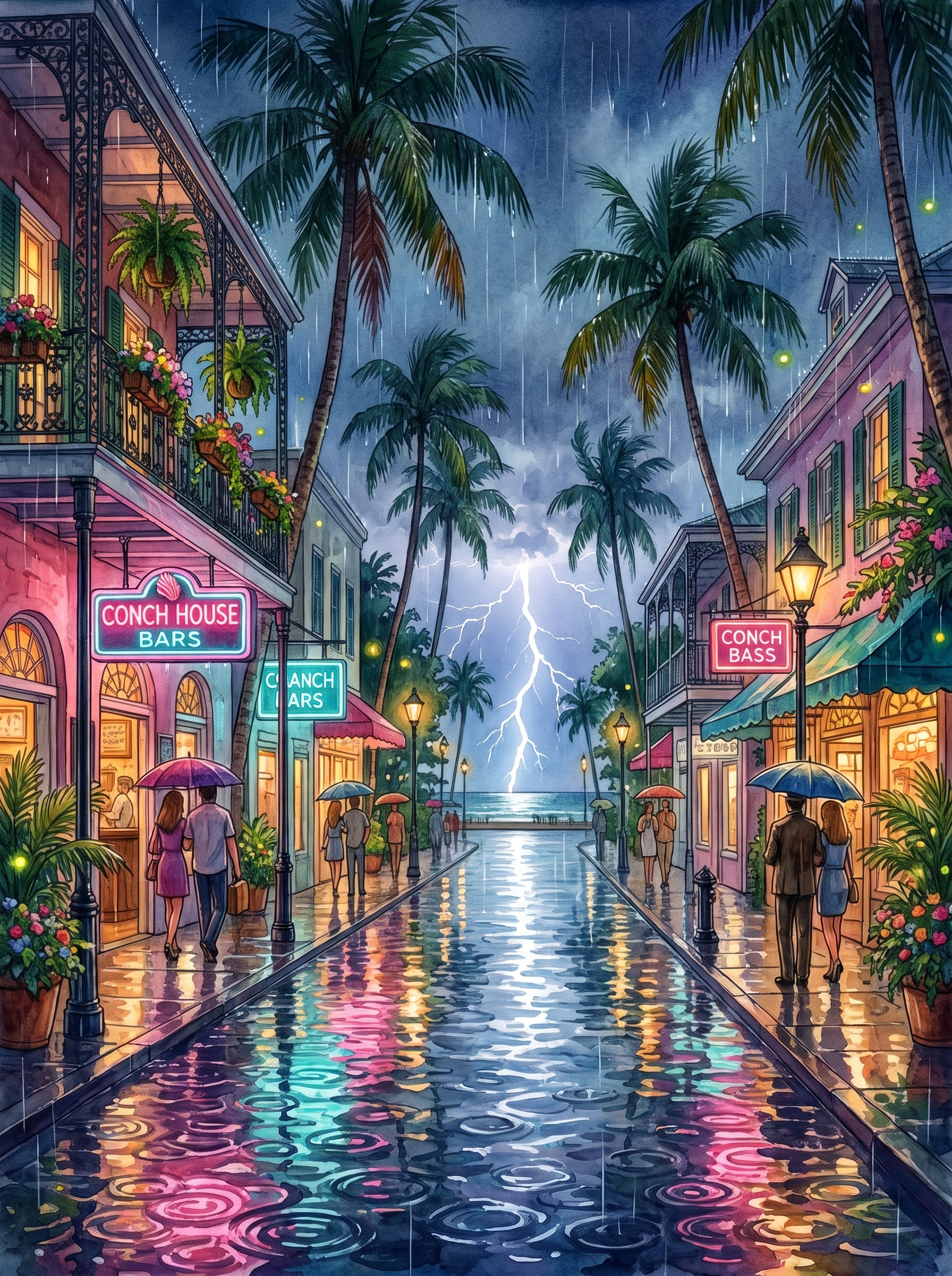 Neon Storm on Duval Street, Key West