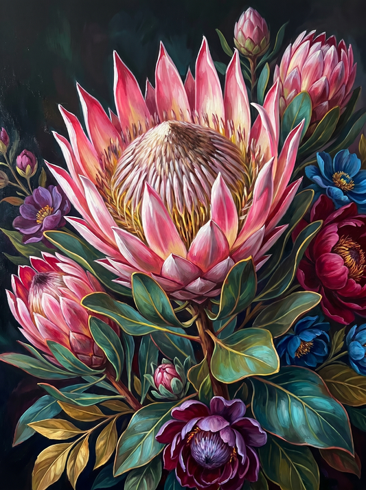 King Protea Pink Dark (Diamond Painting)
