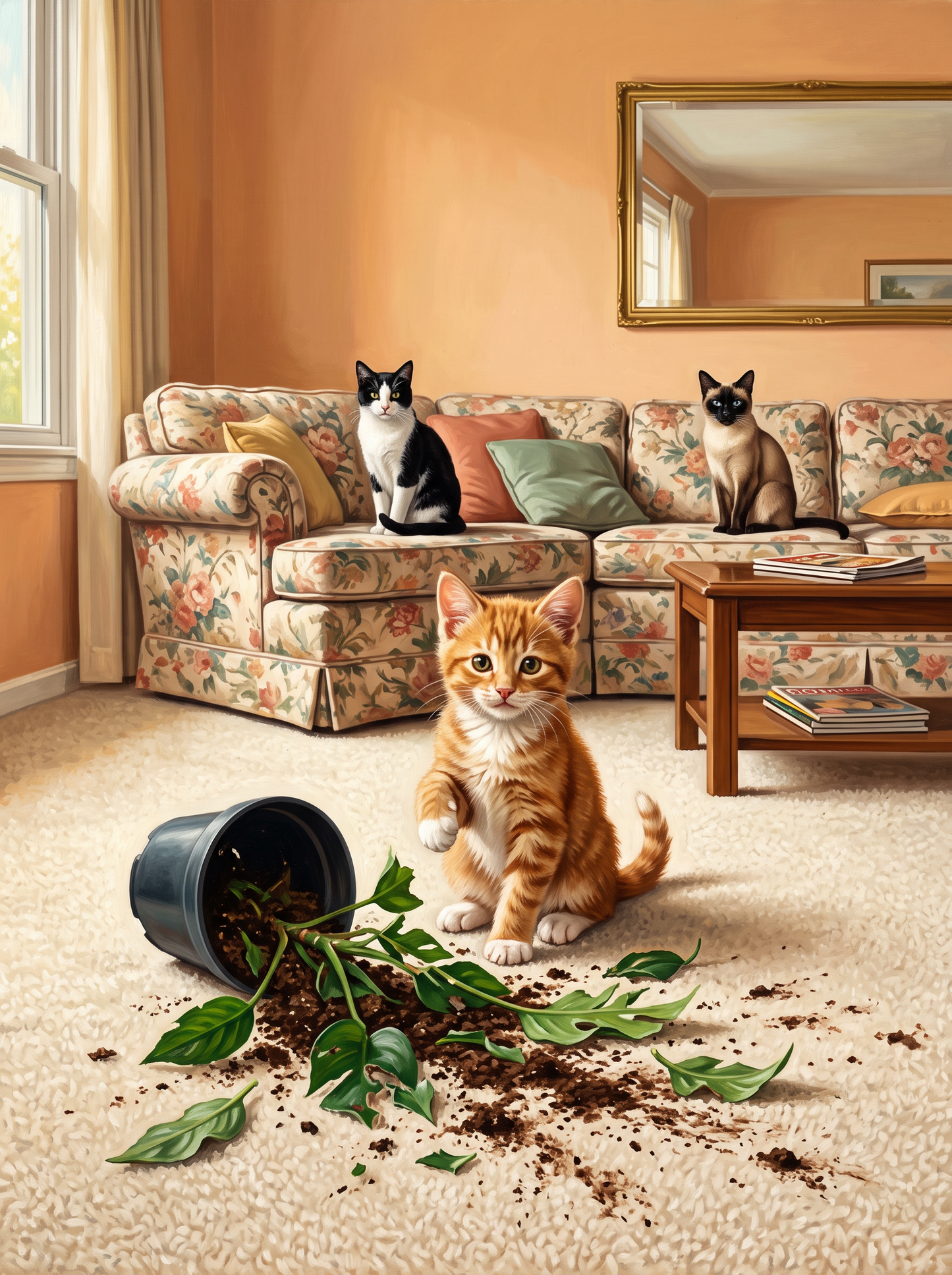 Kitten and the Plant