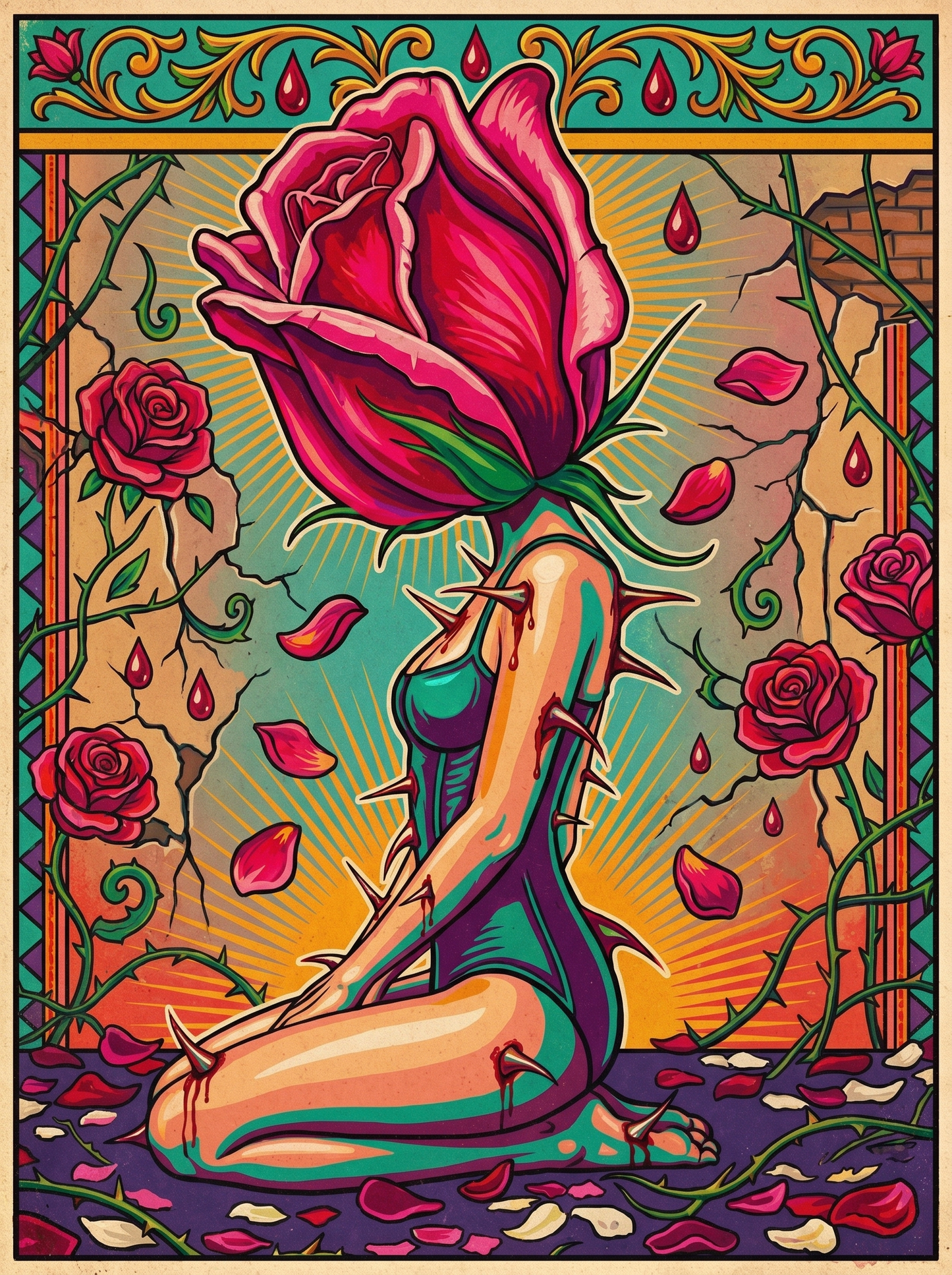 Kneeling Rose Figure (150 Color Diamond Painting)