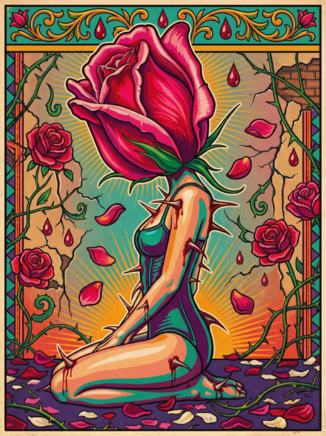Kneeling Rose Figure (150 Color Diamond Painting) Diamond Painting kit