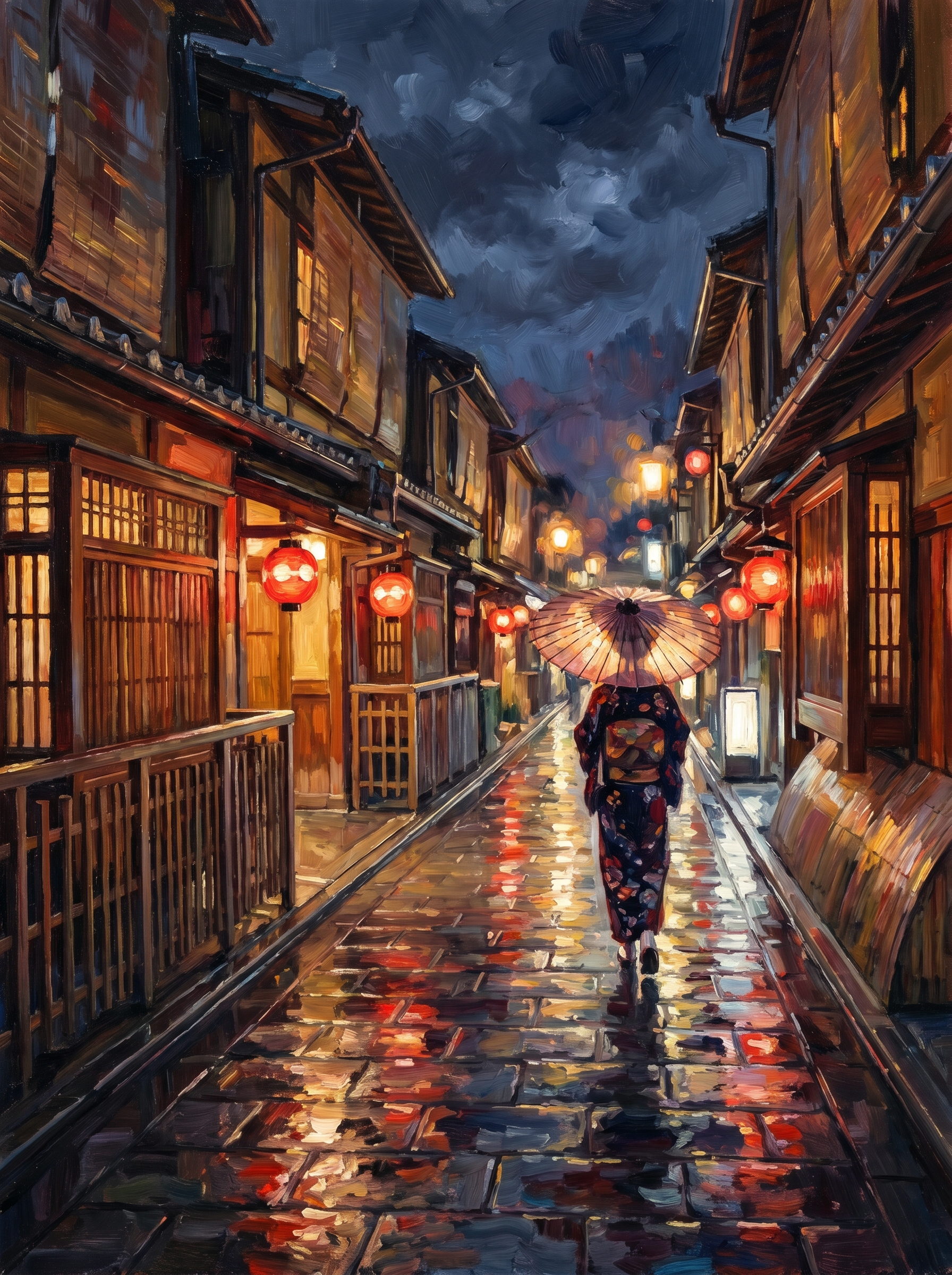 Kyoto Gion Night (150 Color Diamond Painting)