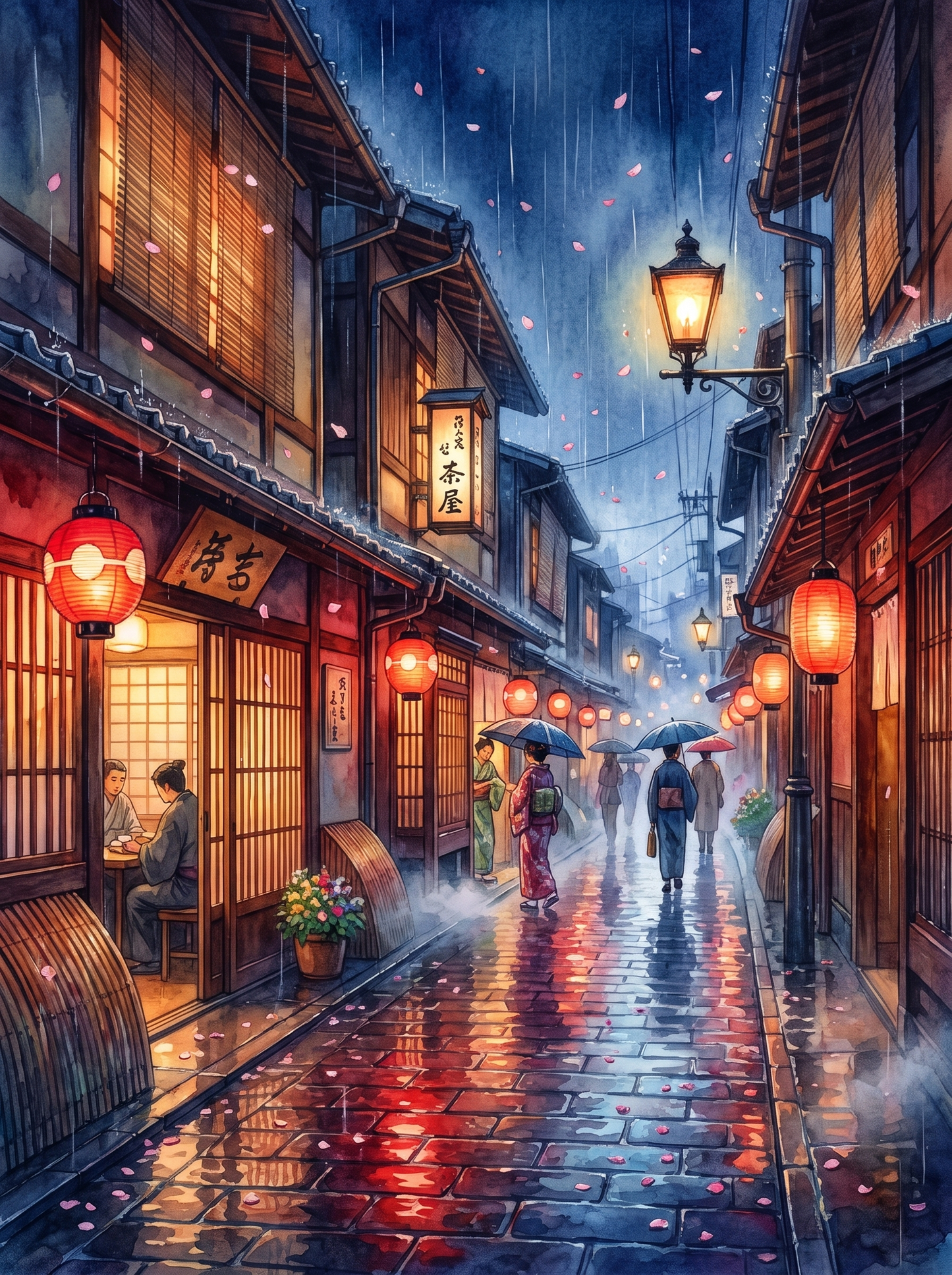 Gion Blossom in the Rain, Kyoto