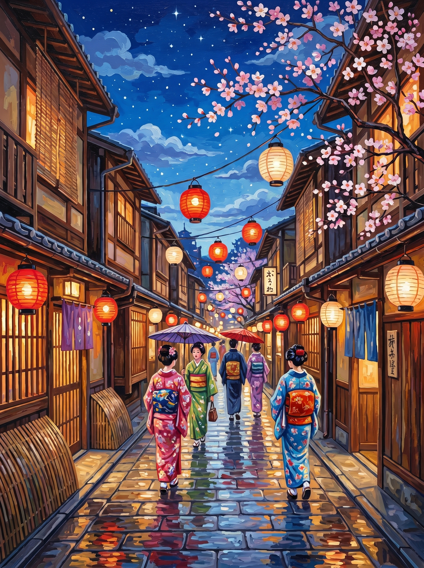 Kyoto Pontocho Alley Night (150 Color Diamond Painting)