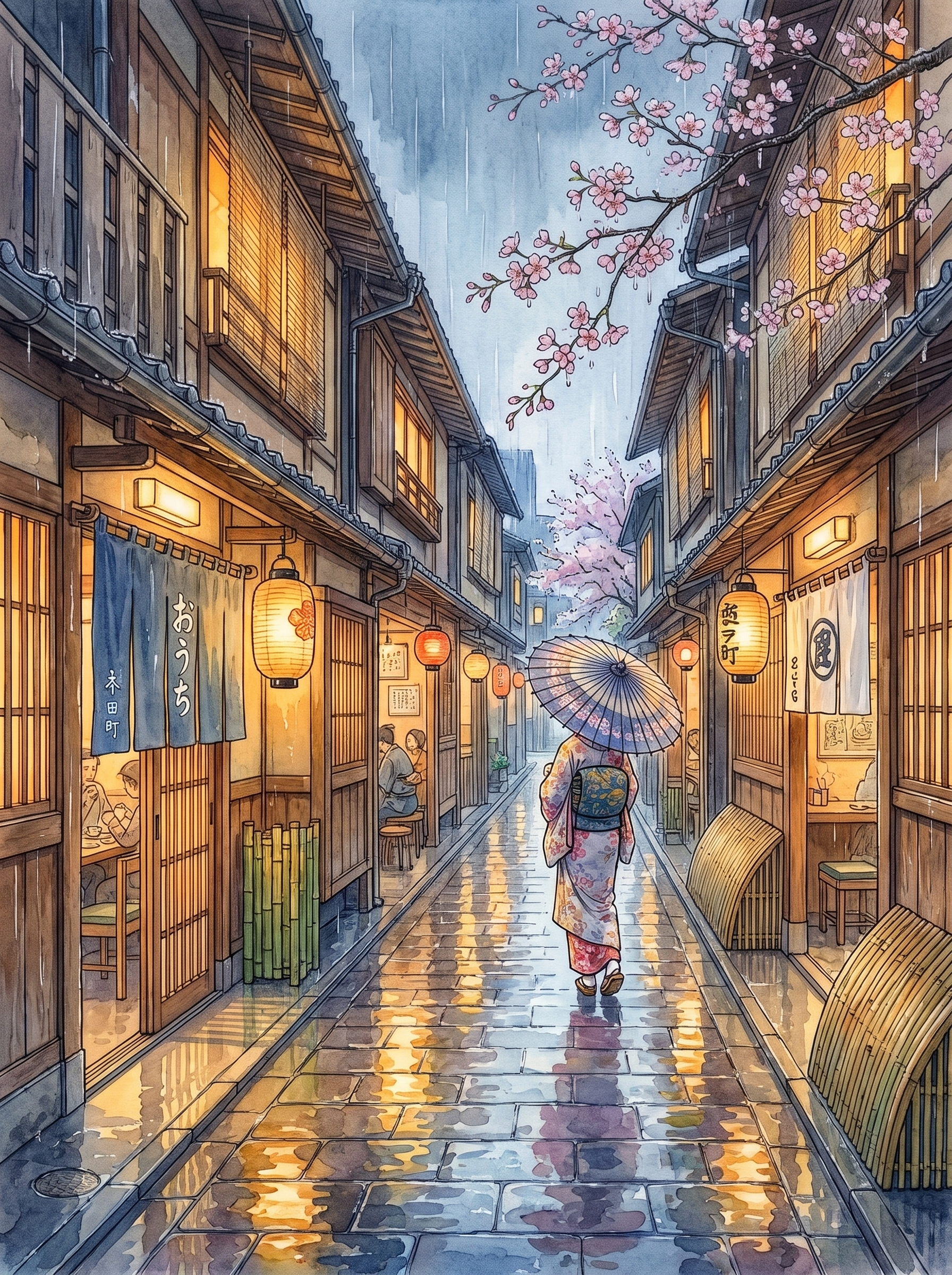 Rainy Pontocho Alley, Kyoto