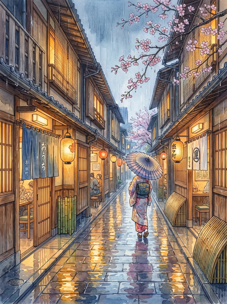 Rainy Pontocho Alley, Kyoto