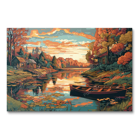 Boat on Serene Lake Boats Paint by Numbers kit