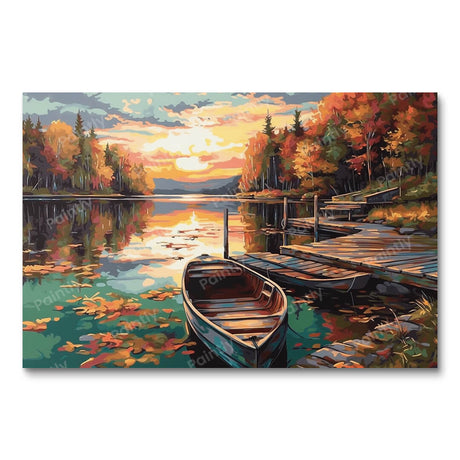 Boat Amidst Autumn Splendor Boats Paint by Numbers kit