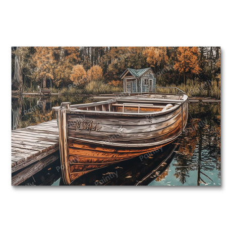 Autumn Boat Retreat Boats Paint by Numbers kit
