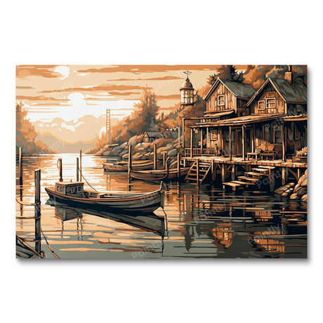 Riverside Refuge Boats Paint by Numbers kit