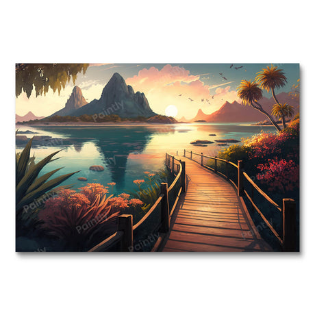 Tropical Twilight (Board Canvas) Tropical Paint by Numbers kit