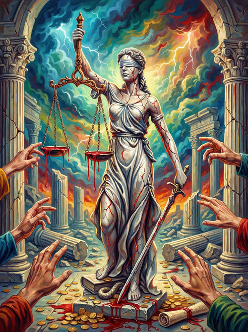 Lady Justice Coins Storm (100 Color Diamond Painting)