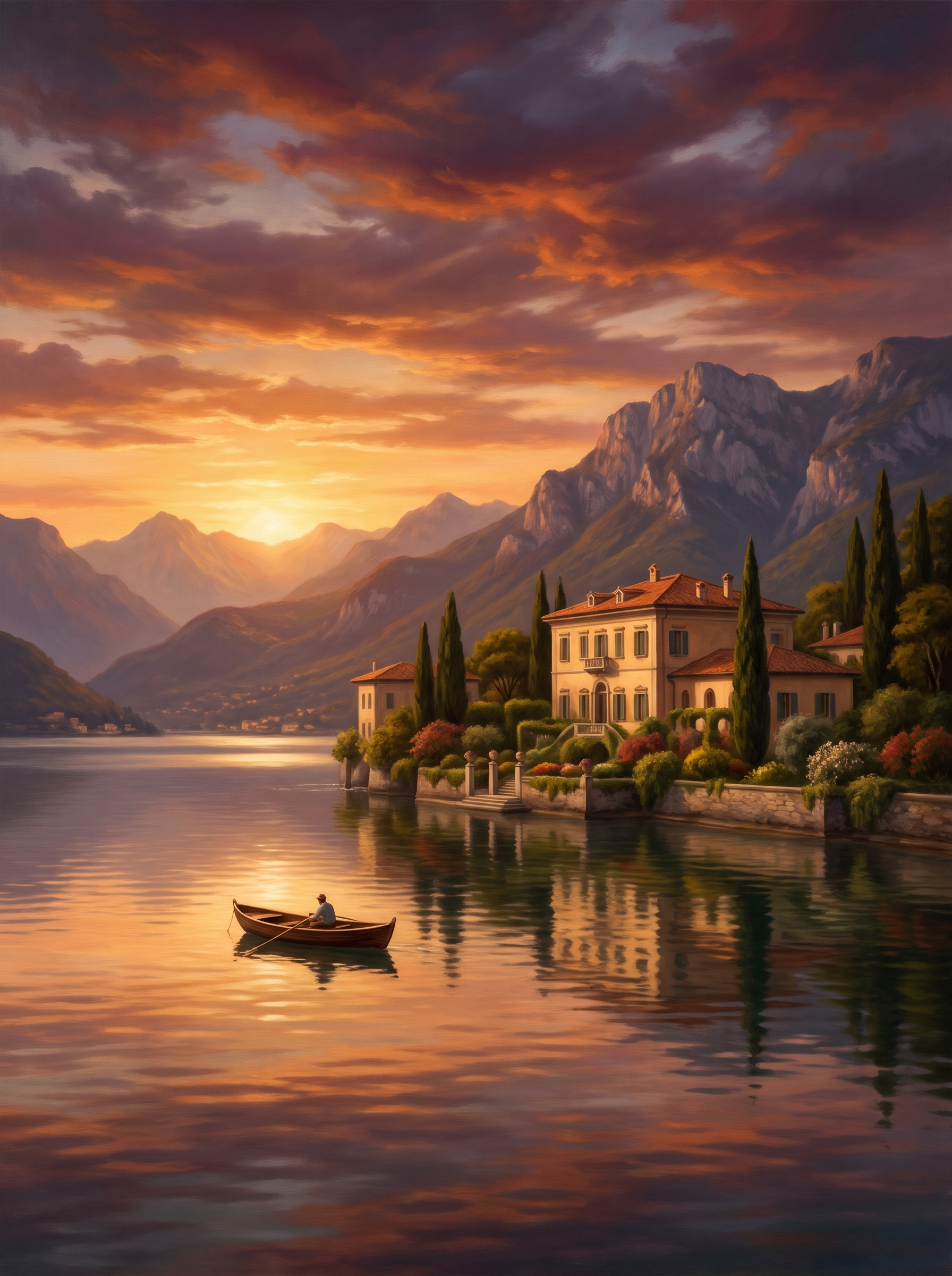 Lake Como Villa Sunset