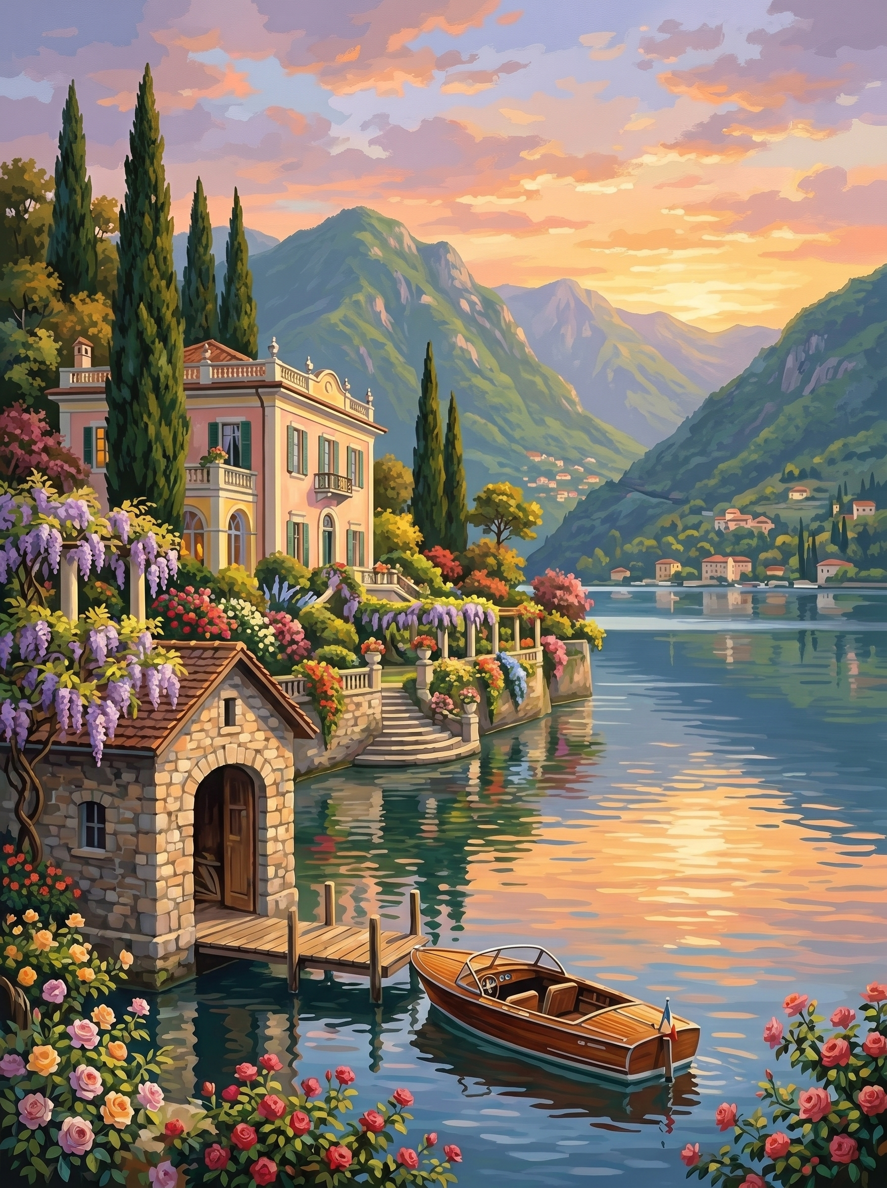 Lake Como Villa (150 Color Diamond Painting)