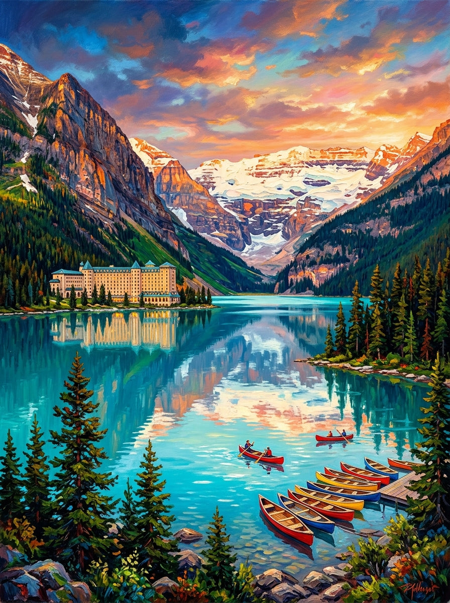 Lake Louise Chateau (150 Color Diamond Painting)