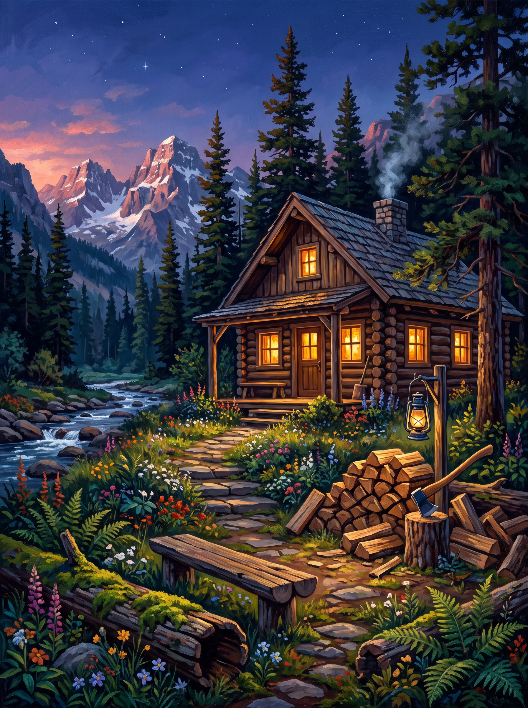 Lamplit Mountain Hut