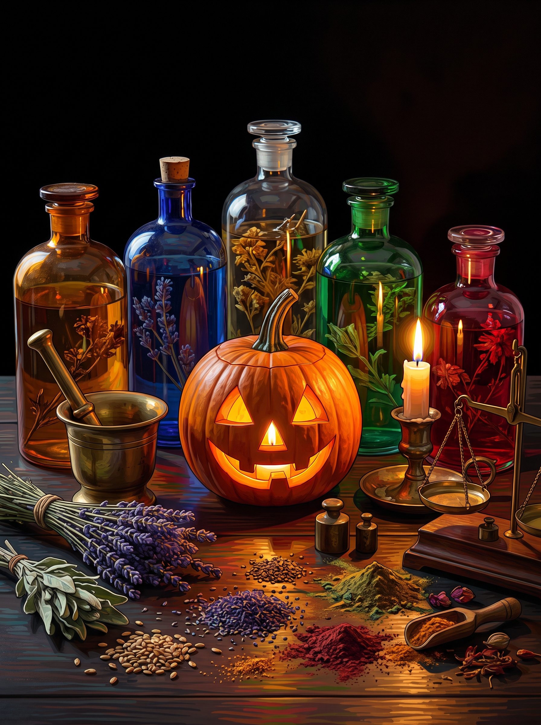 Lantern and Bottles