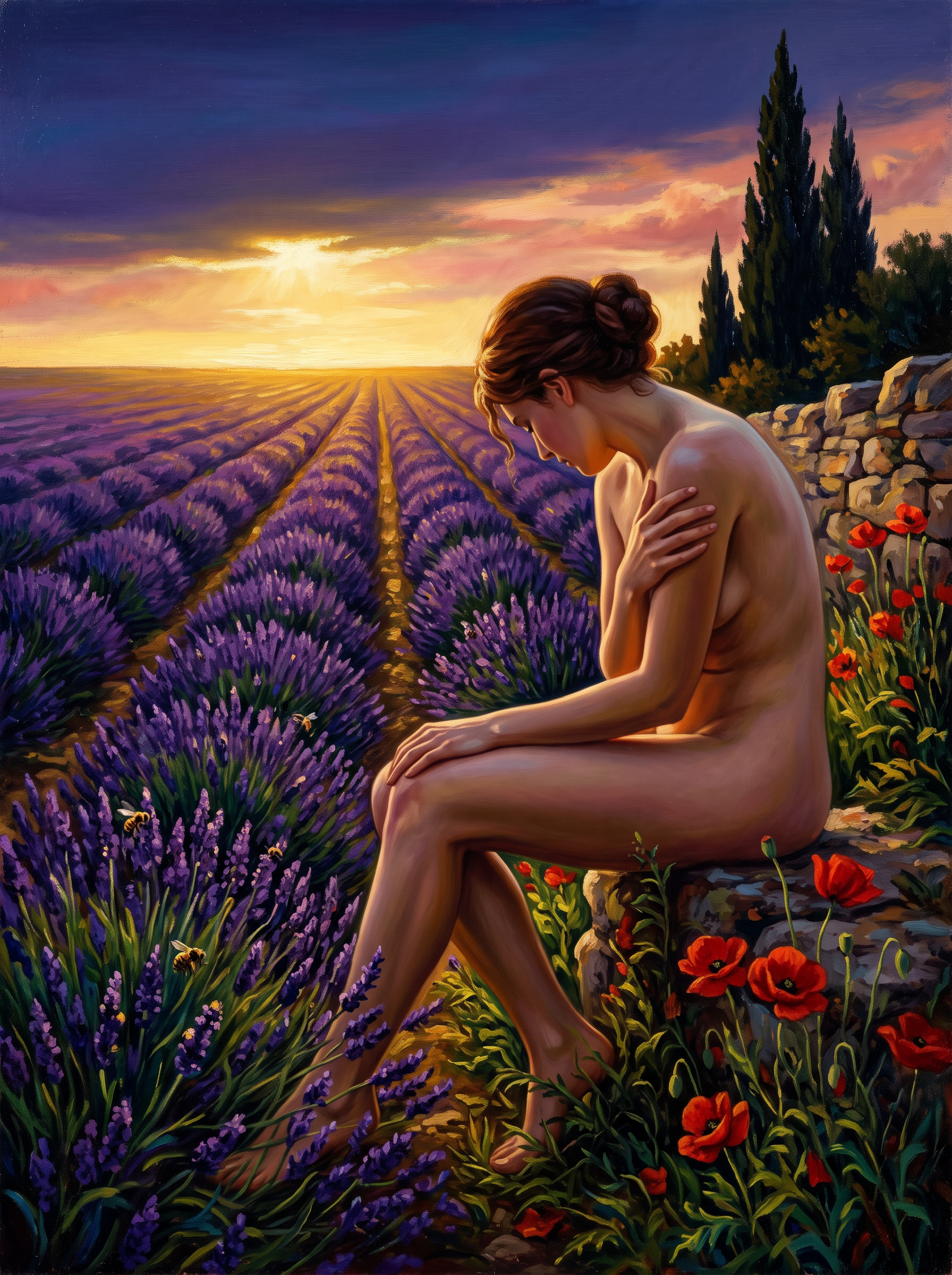 Lavender Field at Evening