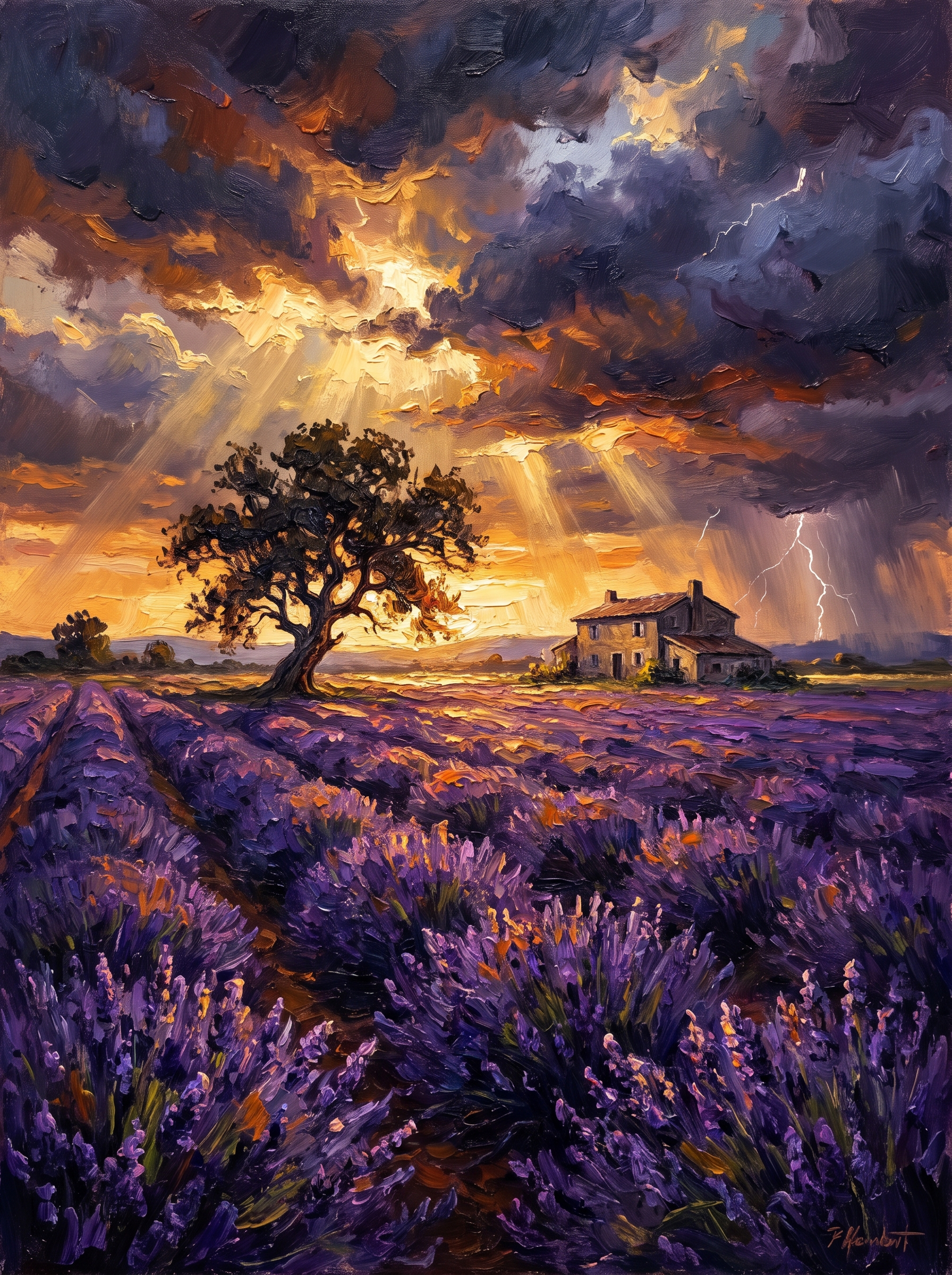 Lavender Field Storm Sky