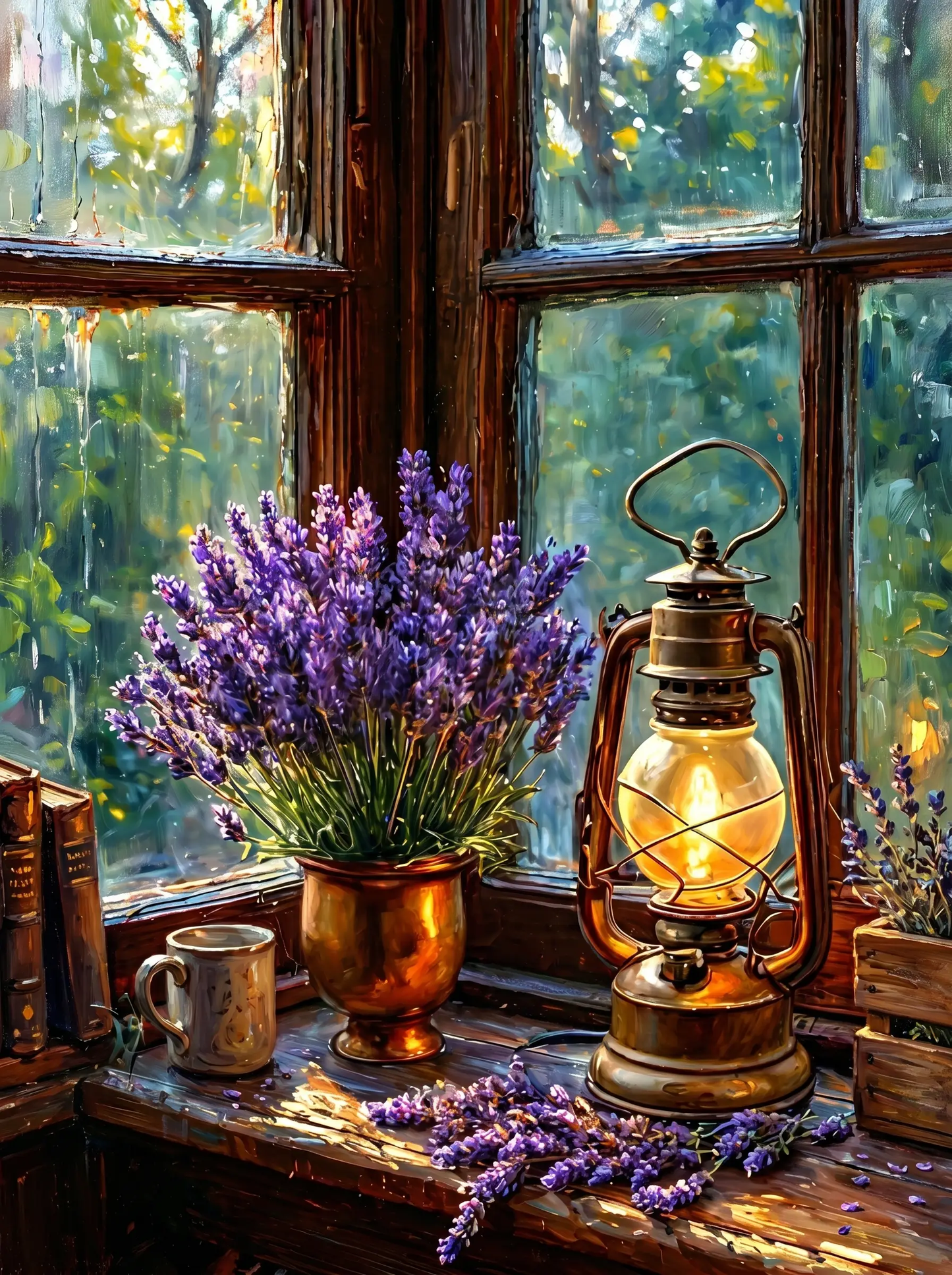 Lavender Windowsill Lantern (Diamond Painting)