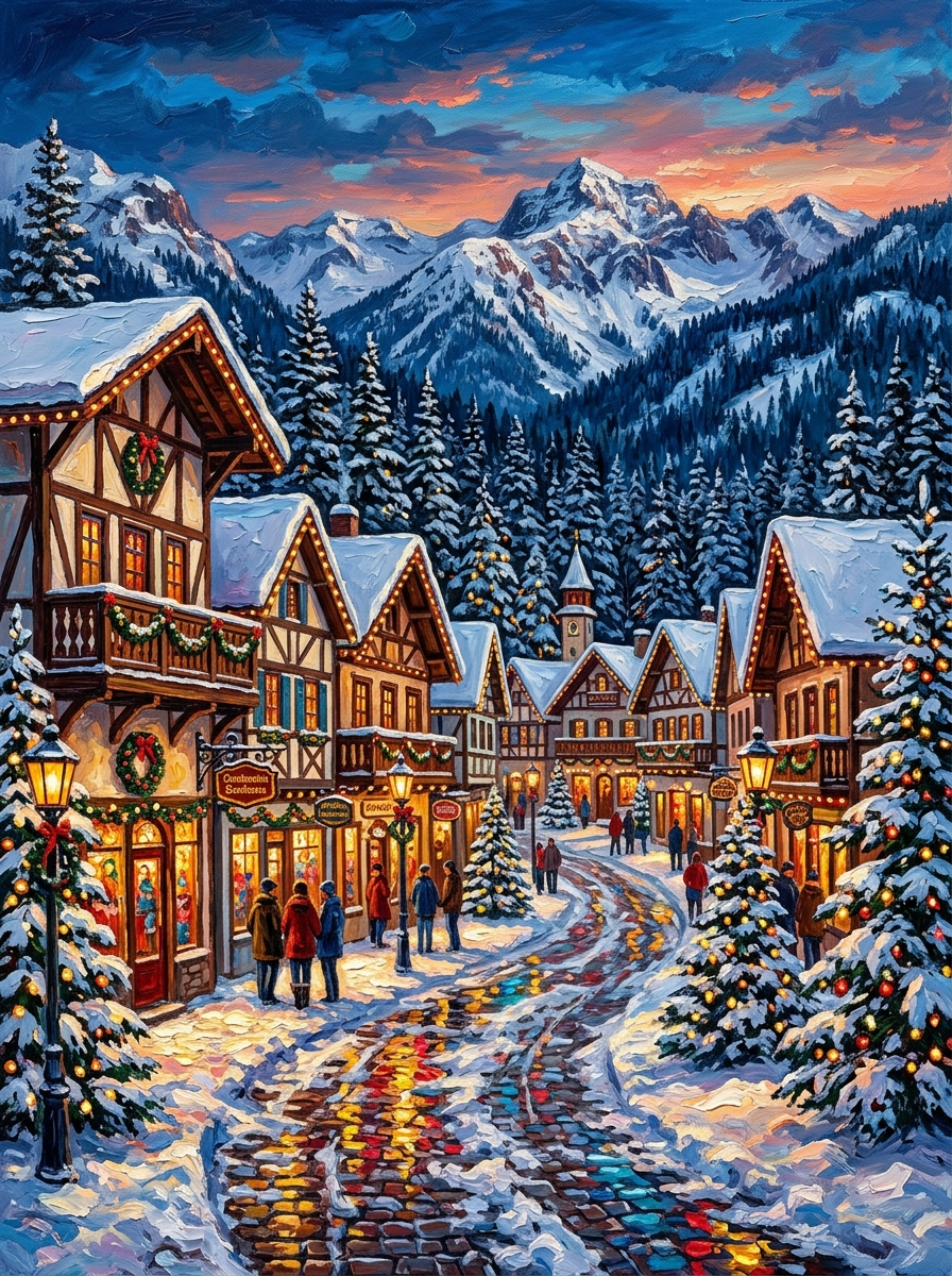 Leavenworth Bavarian Snow (150 Color Diamond Painting)