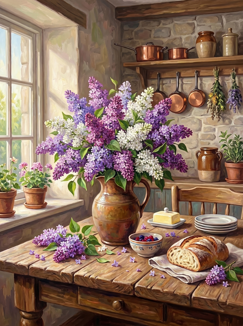 Lilacs Ceramic Pitcher (Diamond Painting)