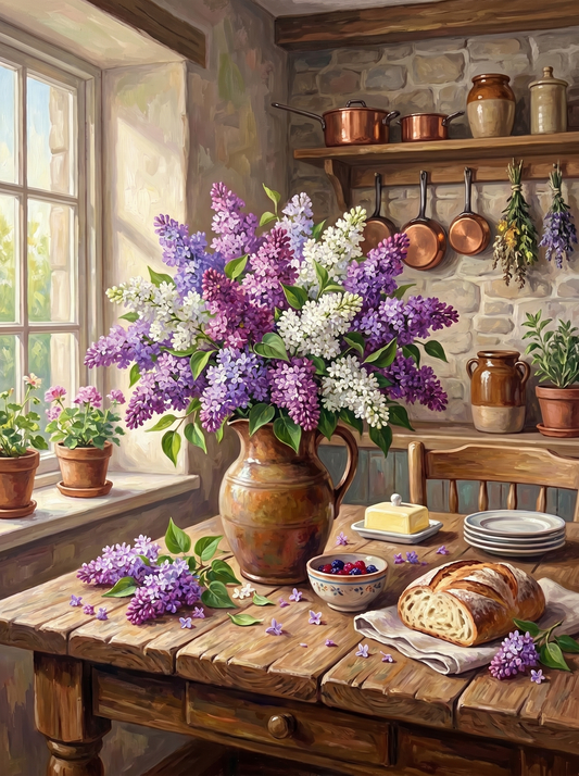 Lilacs Ceramic Pitcher (Diamond Painting)
