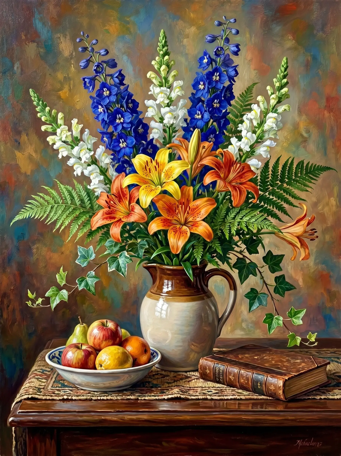 Lily Delphinium Jug Still Life (Diamond Painting)
