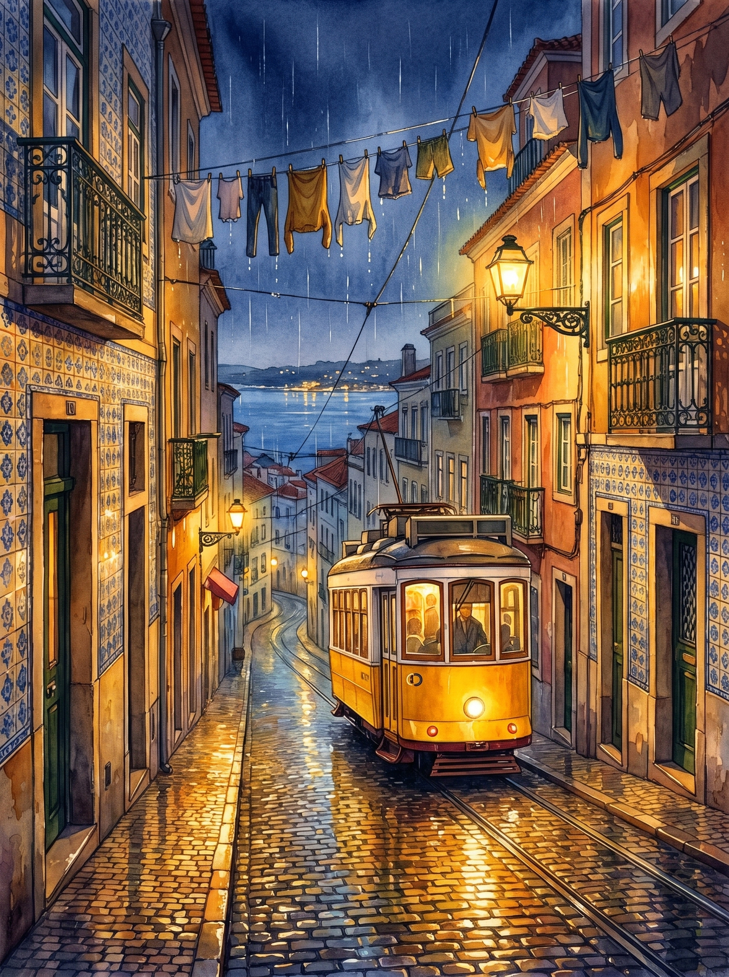 Alfama Tram in the Rain, Lisbon