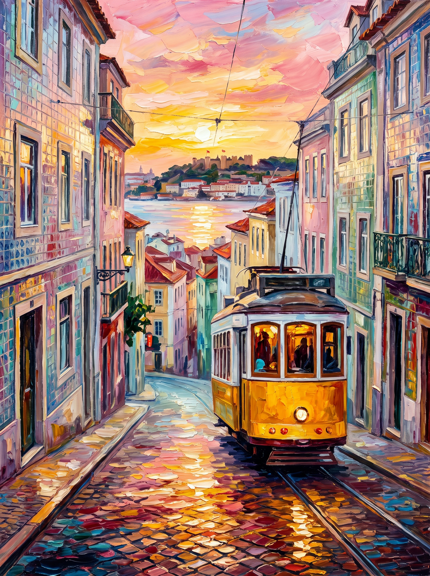 Lisbon Tram Hill Sunset