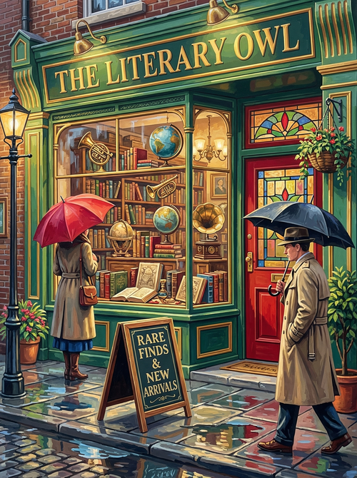 Literary Owl Bookshop (100 Color Diamond Painting)