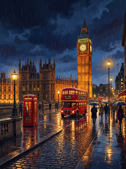 London Rainy Night (150 Color Diamond Painting)