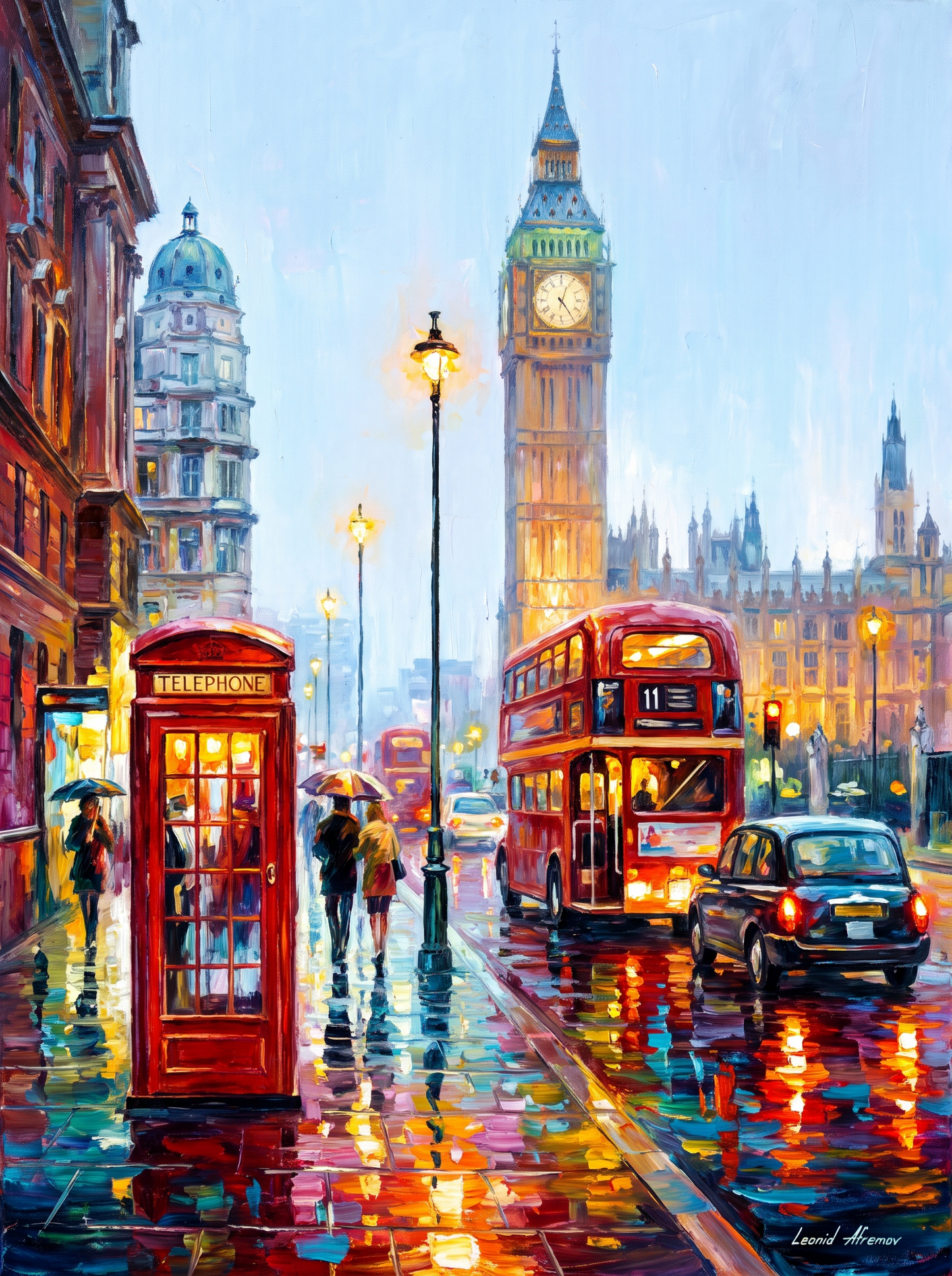 London Rainy Street Phonebooth