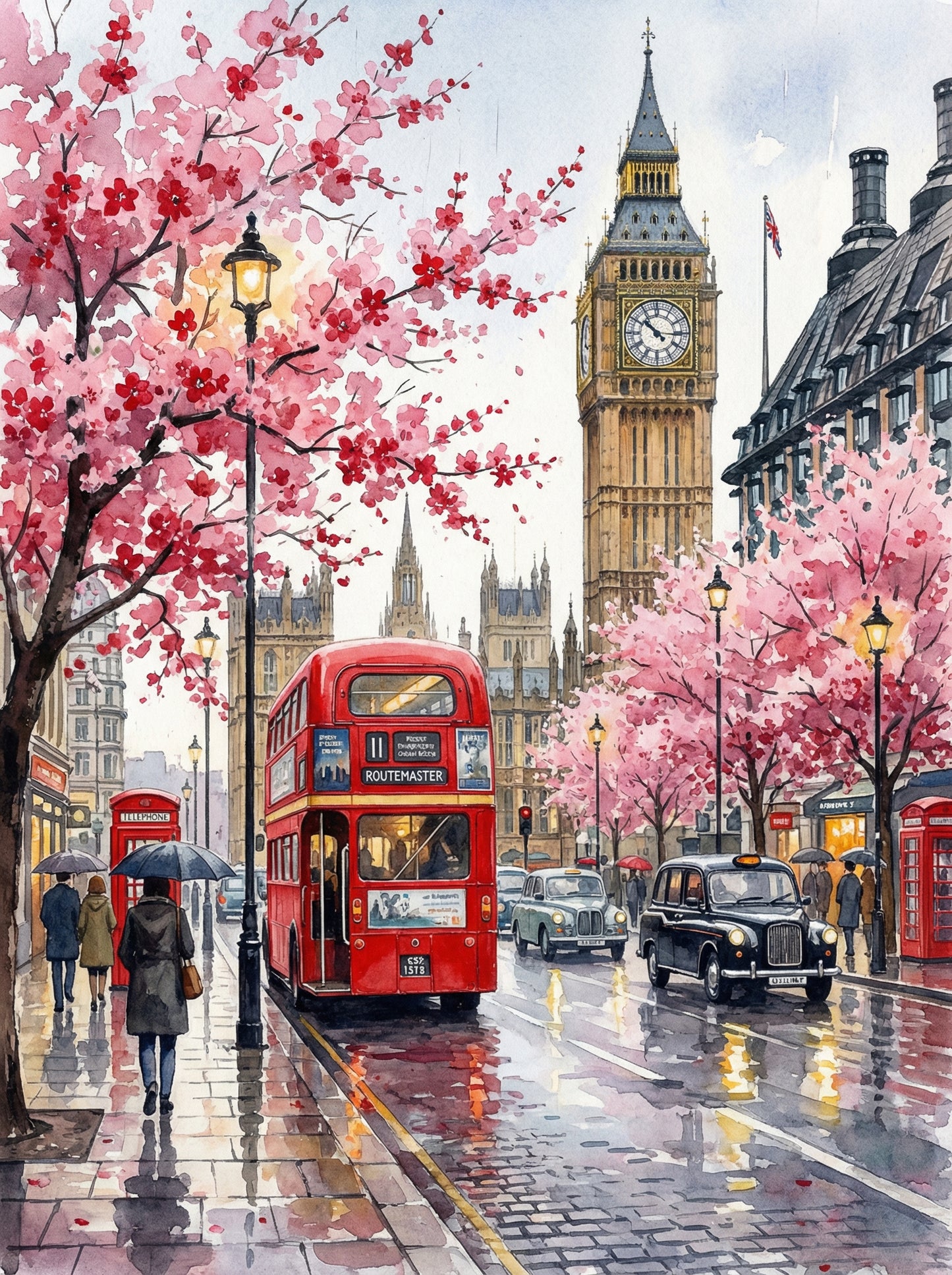 London Spring With Big Ben (Diamond Painting)
