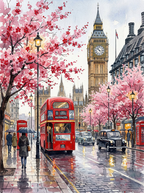 London Spring With Big Ben (Diamond Painting)