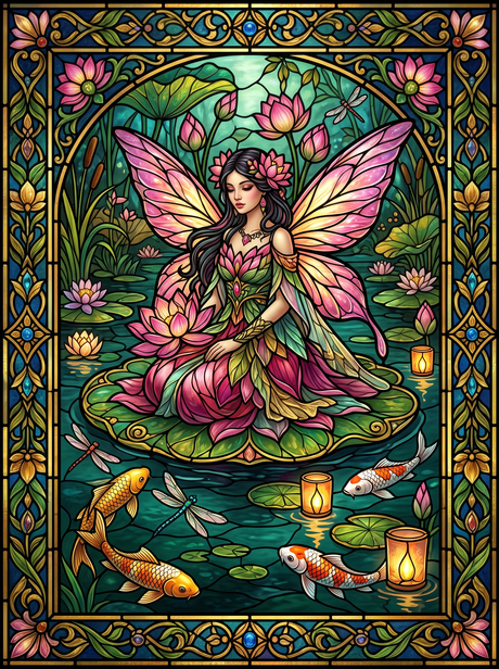 Lotus Pad Fairy II (150 Color Diamond Painting)