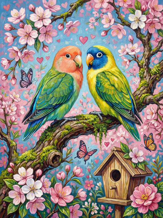 Love Birds Cherry Blossoms (Diamond Painting)