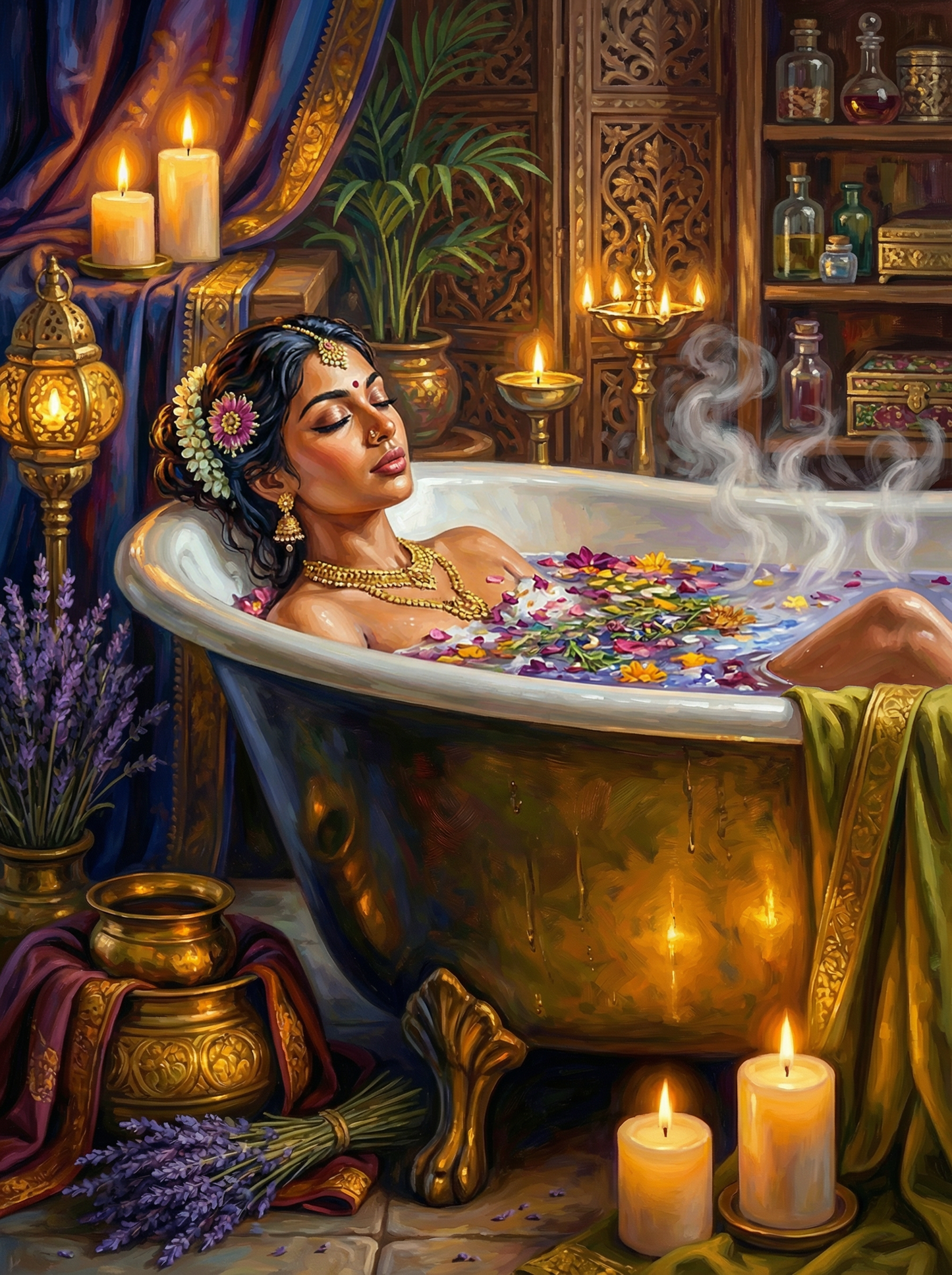 Luxury Flower Bath (100 Color Diamond Painting) Diamond Painting kit