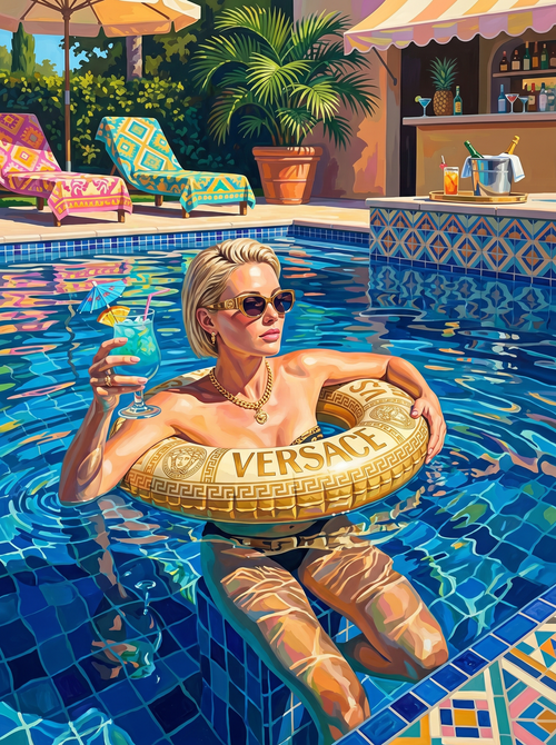 Luxury Poolside Cocktail (100 Color Diamond Painting)