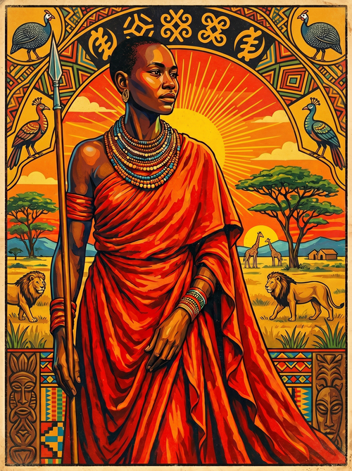 Maasai Savanna Sunset (150 Color Diamond Painting)